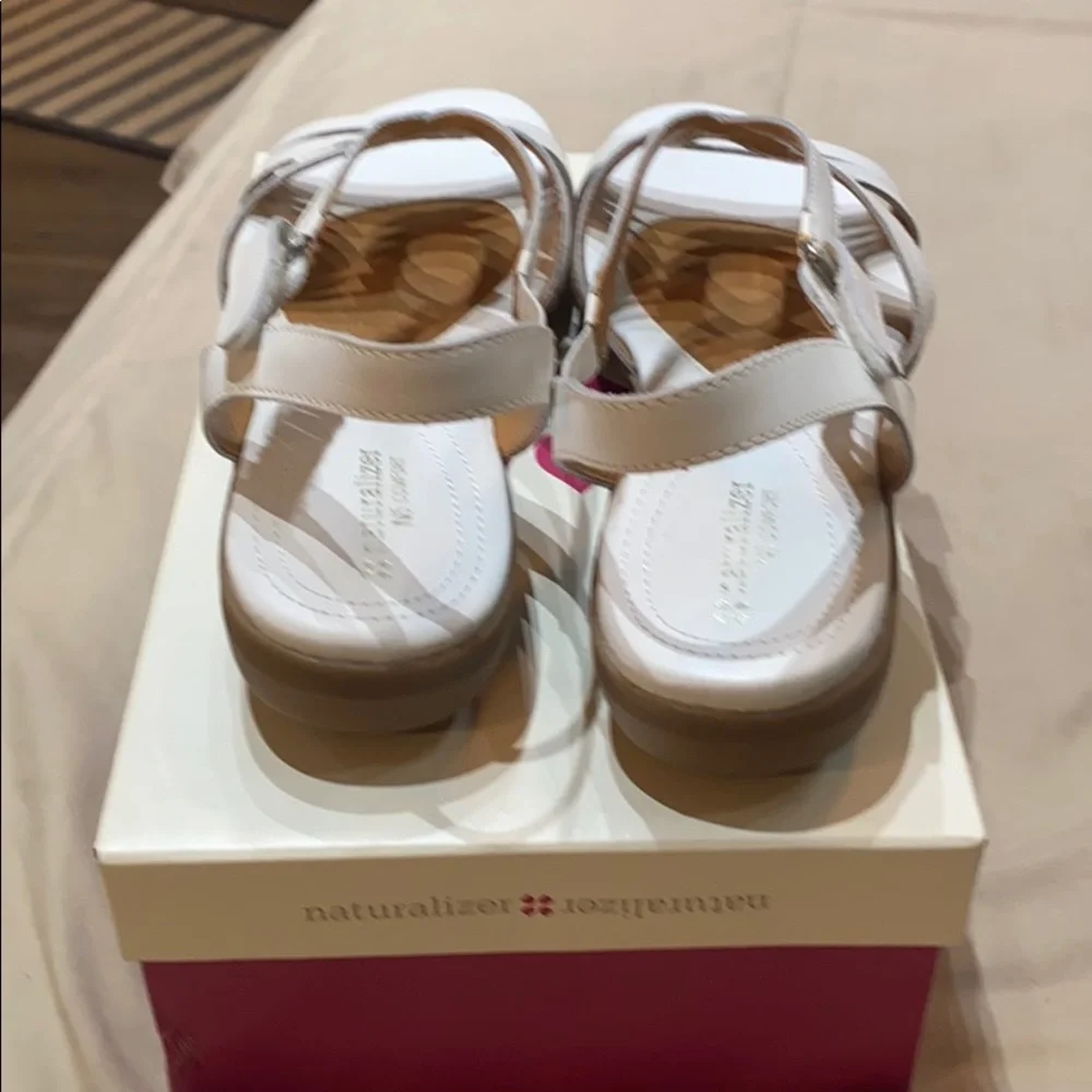 Naturalizer White Leather Slingback Sandals - Picture 4 of 10